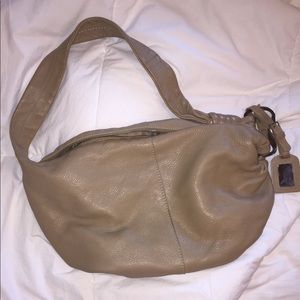 Taupe leather shoulder bag